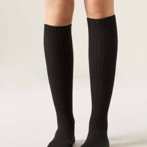 Women’s Ribbed Long Socks with Wool and Cashmere