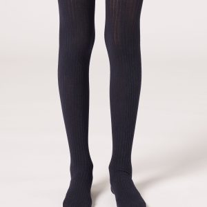 Girls’ Ribbed Cotton Tights